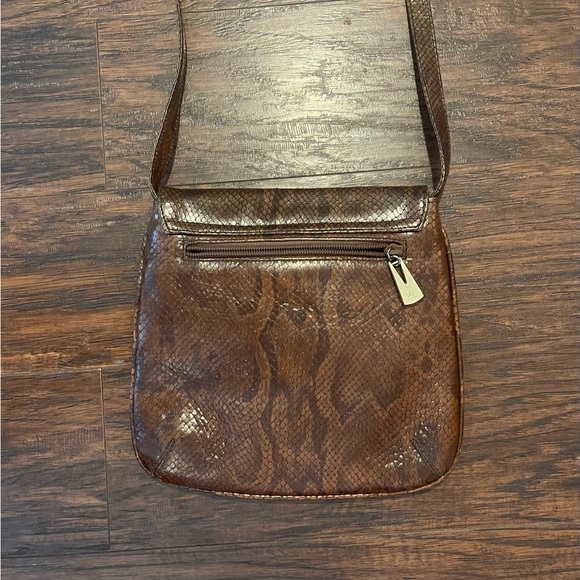 VanEli Brown Black Snake Animal Pattern Studded bow Shoulder Bag Purse - Picture 6 of 8